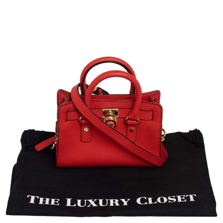 Pre Owned MICHAEL Michael Kors Red Leather Mini Hamilton Crossbody Bag