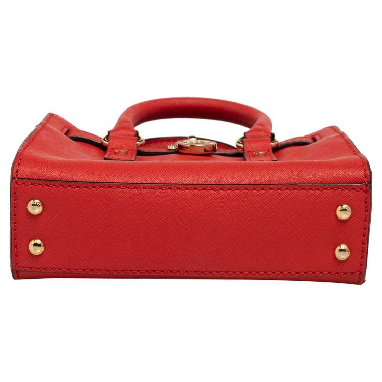 Pre Owned MICHAEL Michael Kors Red Leather Mini Hamilton Crossbody Bag