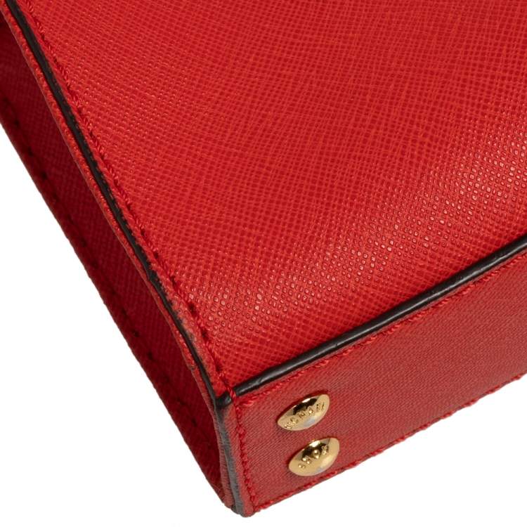 Pre Owned MICHAEL Michael Kors Red Leather Mini Hamilton Crossbody Bag