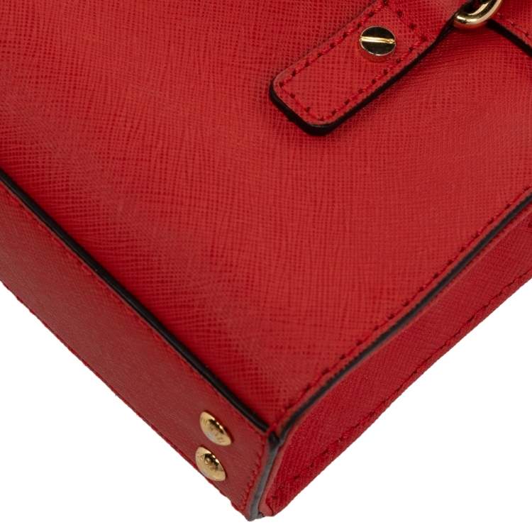 Pre Owned MICHAEL Michael Kors Red Leather Mini Hamilton Crossbody Bag