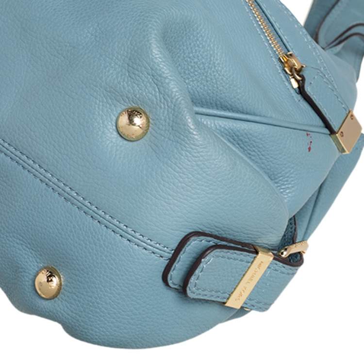Pre Owned MICHAEL Michael Kors Stone Blue Leather Double Zip Hobo
