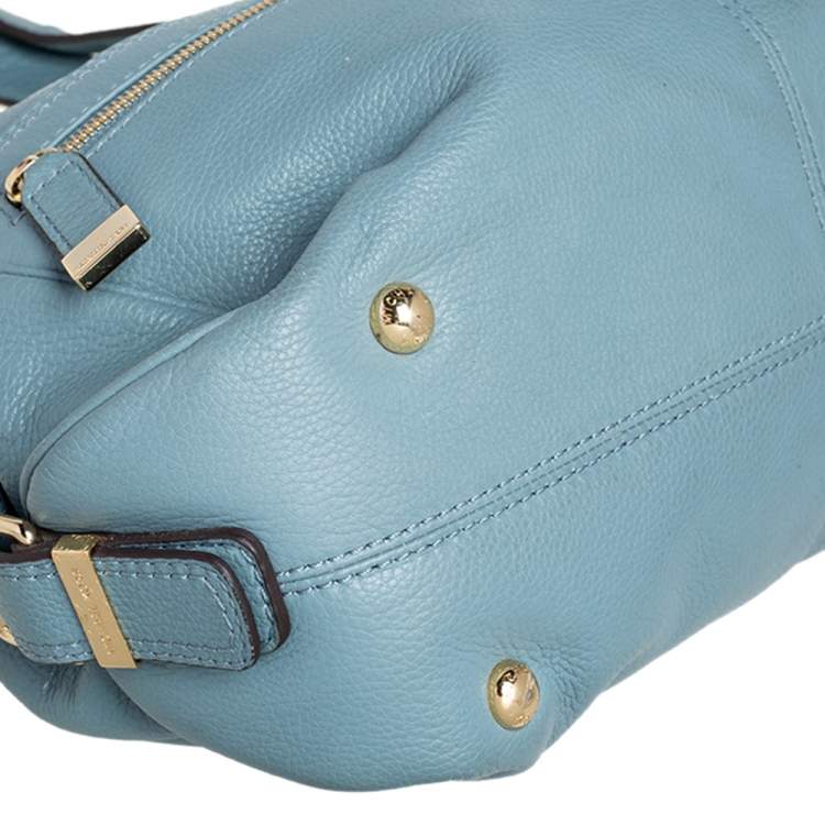 Pre Owned MICHAEL Michael Kors Stone Blue Leather Double Zip Hobo