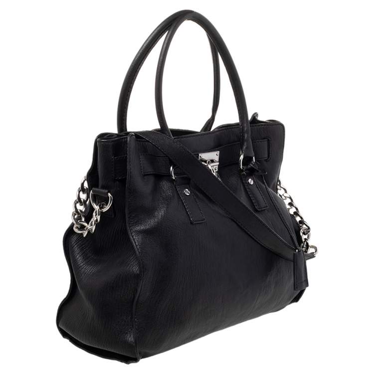 Pre Owned MICHAEL Michael Kors Black Leather Hamilton Tote