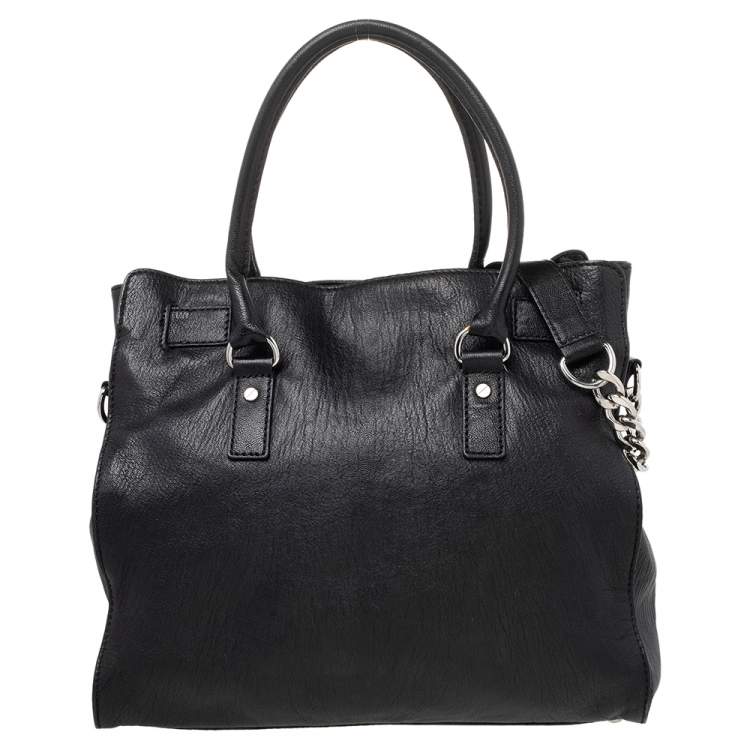 Pre Owned MICHAEL Michael Kors Black Leather Hamilton Tote