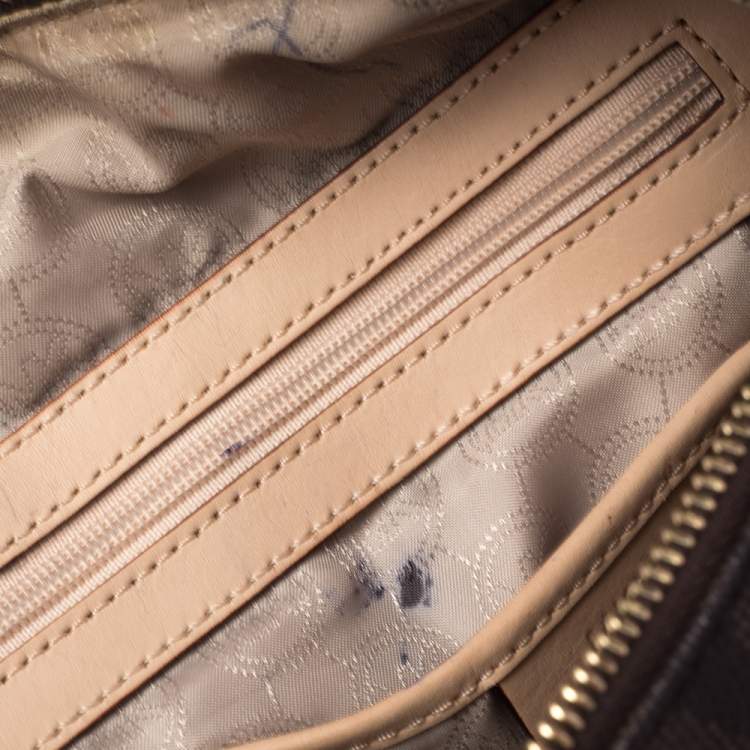 مملوكة مسبقًا MICHAEL Michael Kors Brown/Beige Signature Coated Canvas and Leather Grayson Boston Bag