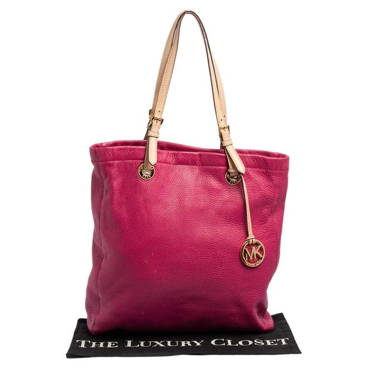 Pre Owned MICHAEL Michael Kors Magenta Leather North South Tote