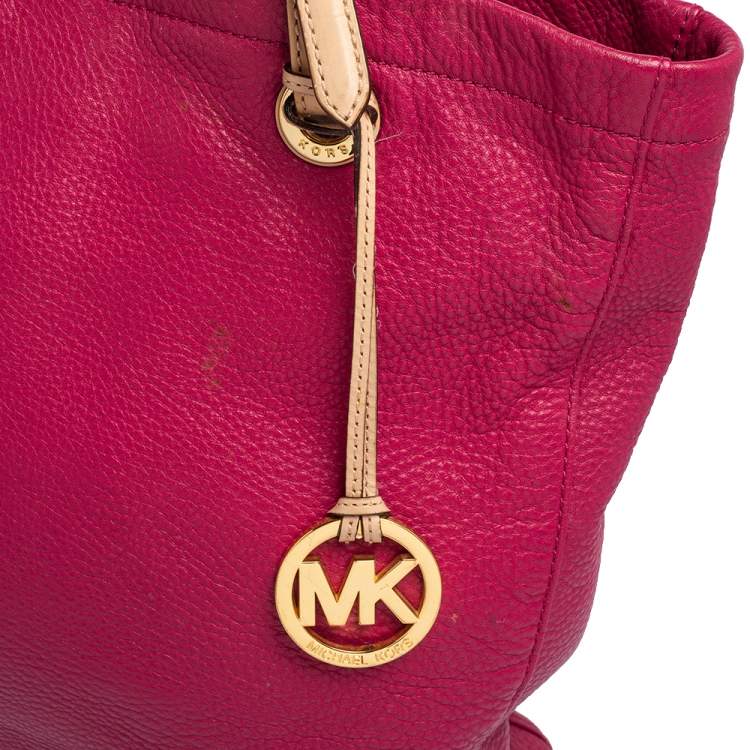 Pre Owned MICHAEL Michael Kors Magenta Leather North South Tote