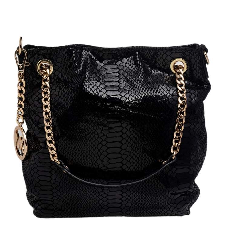 Pre Owned MICHAEL Michael Kors Python Embossed Leather Chain Tote
