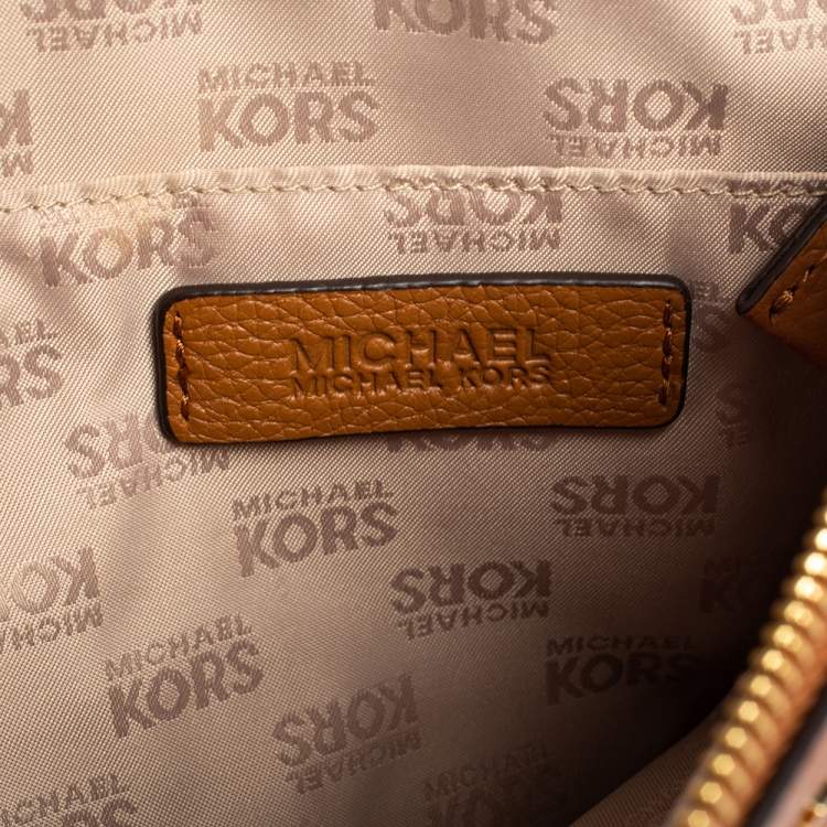 Pre Owned MICHAEL Michael Kors Brown Signature Coated Canvas and Leather Adele Double Zip Crossbody Bag