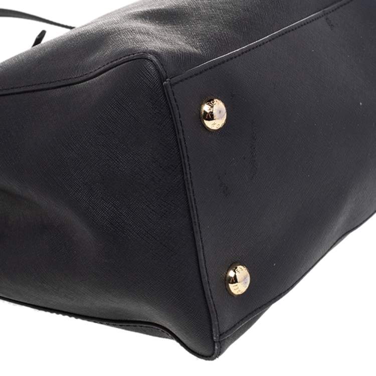 Pre Owned MICHAEL Michael Kors Black Saffiano Leather Medium Jet Set Travel Tote
