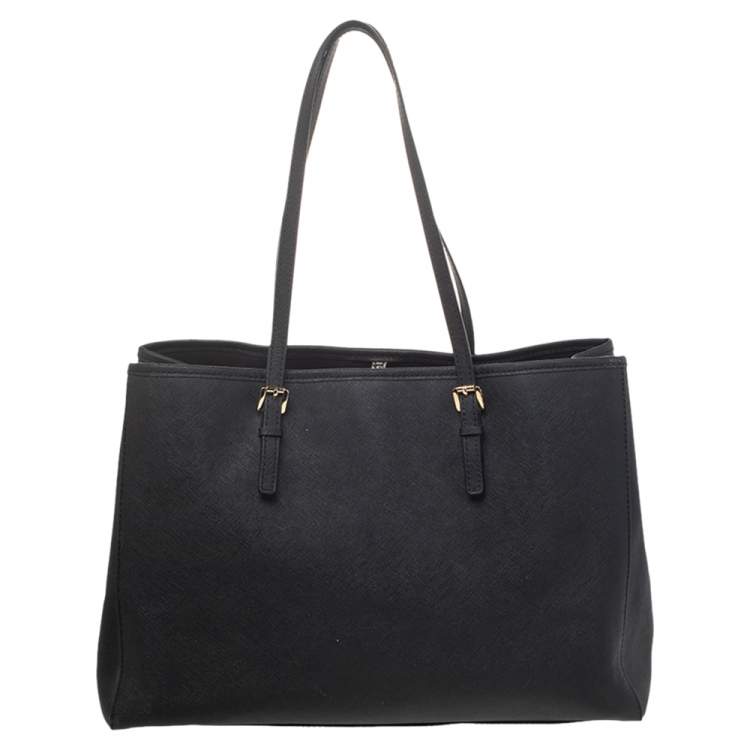 Pre Owned MICHAEL Michael Kors Black Saffiano Leather Medium Jet Set Travel Tote