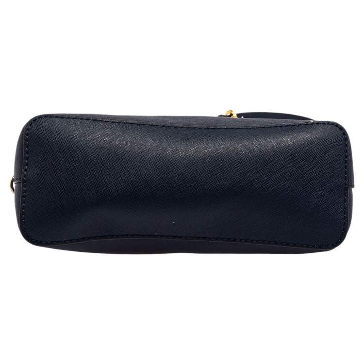 Pre Owned MICHAEL Michael Kors Navy Blue Leather Cindy Dome Crossbody Bag