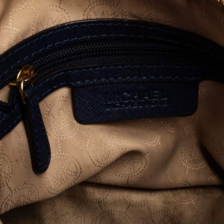 Pre Owned MICHAEL Michael Kors Navy Blue Leather Cindy Dome Crossbody Bag