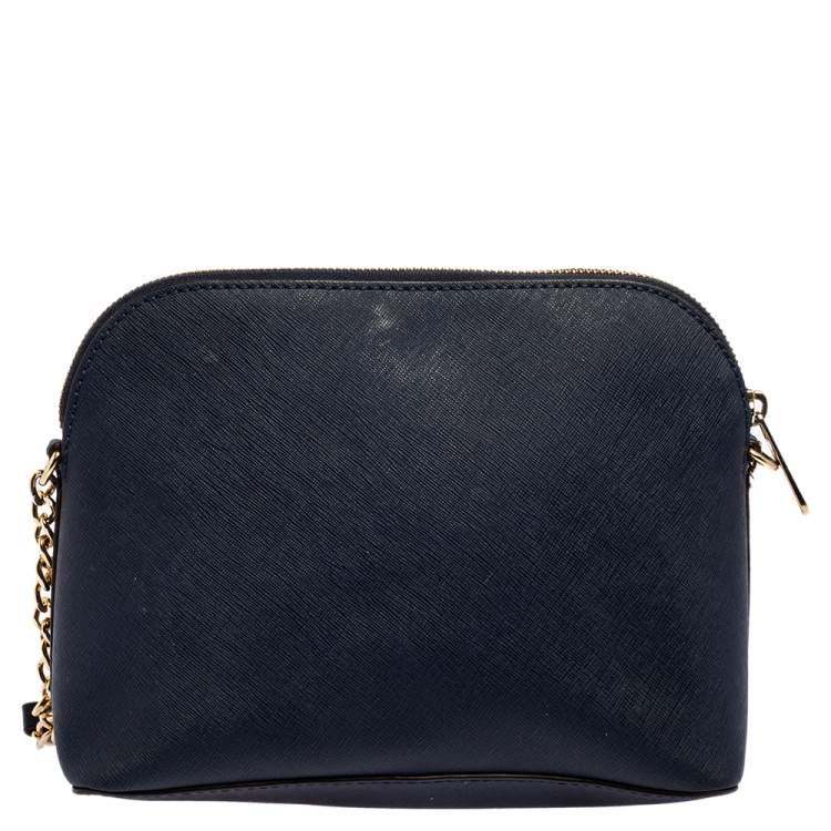 Pre Owned MICHAEL Michael Kors Navy Blue Leather Cindy Dome Crossbody Bag