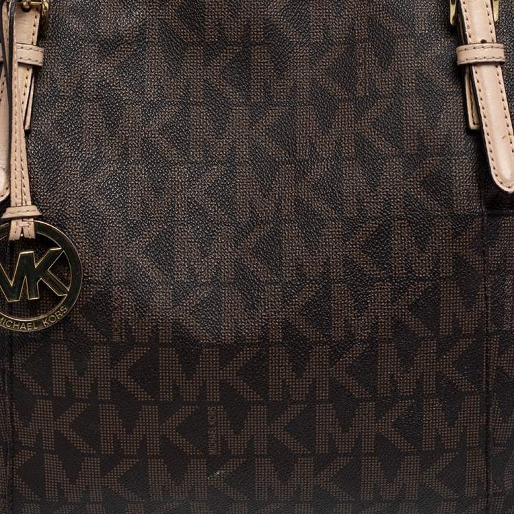 Pre Owned MICHAEL Michael Kors Brown Signature Coated Canvas Tote