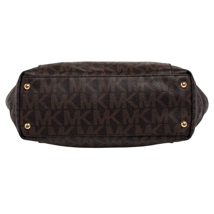 Pre Owned MICHAEL Michael Kors Brown Signature Coated Canvas Tote