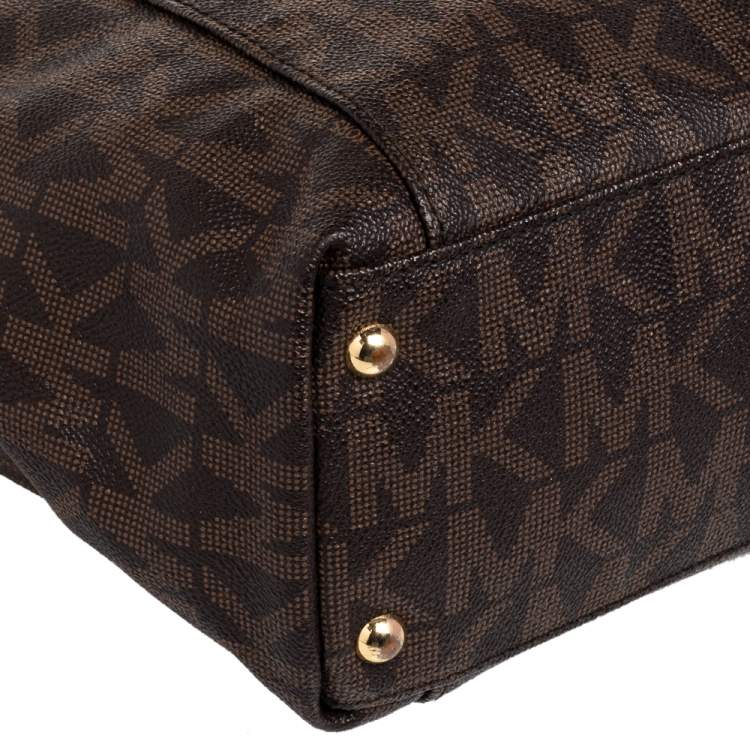 Pre Owned MICHAEL Michael Kors Brown Signature Coated Canvas Tote