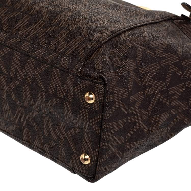 Pre Owned MICHAEL Michael Kors Brown Signature Coated Canvas Tote