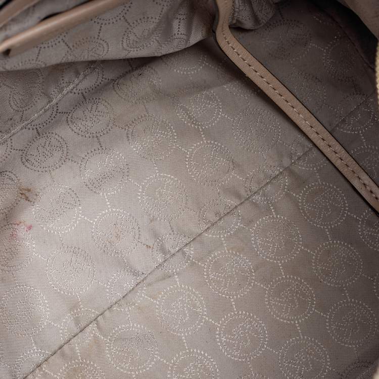 مملوكة مسبقًا MICHAEL Michael Kors White/Beige Coated Canvas And Leather Grayson Satchel