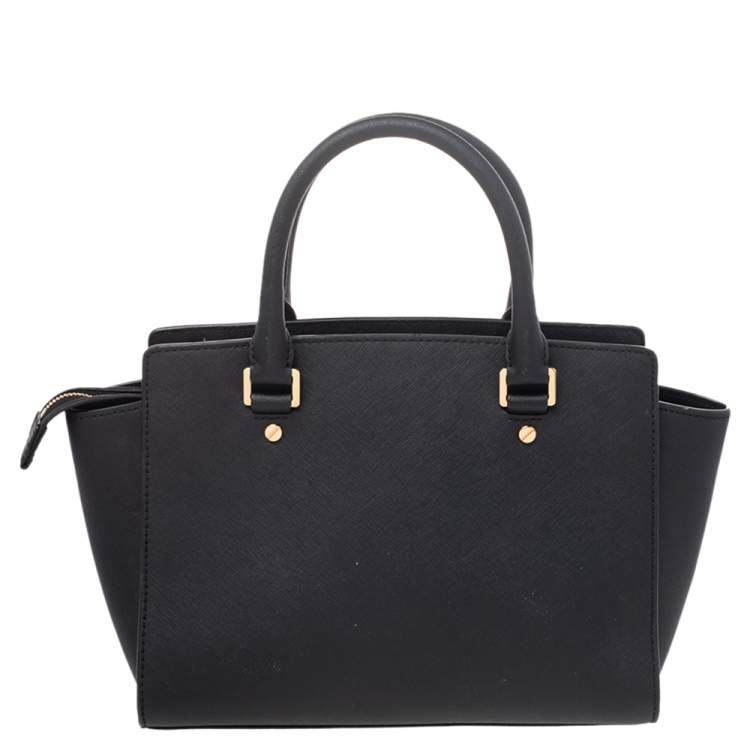 Pre Owned MICHAEL Michael Kors Black Saffiano Leather Medium Selma Satchel