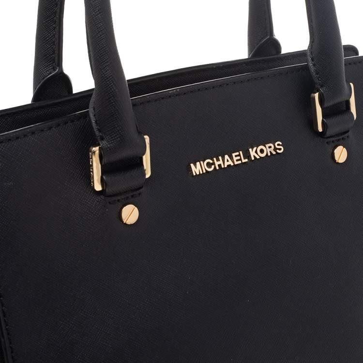 Pre Owned MICHAEL Michael Kors Black Saffiano Leather Medium Selma Satchel