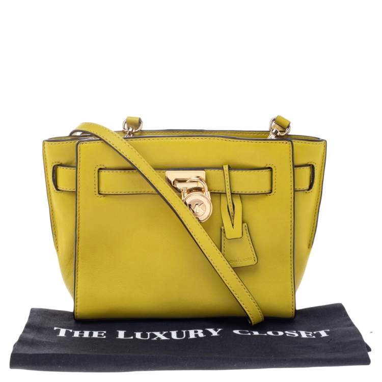 Pre Owned MICHAEL Michael Kors Yellow Leather Hamilton Crossbody Bag