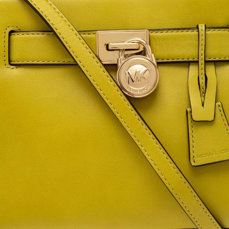 Pre Owned MICHAEL Michael Kors Yellow Leather Hamilton Crossbody Bag