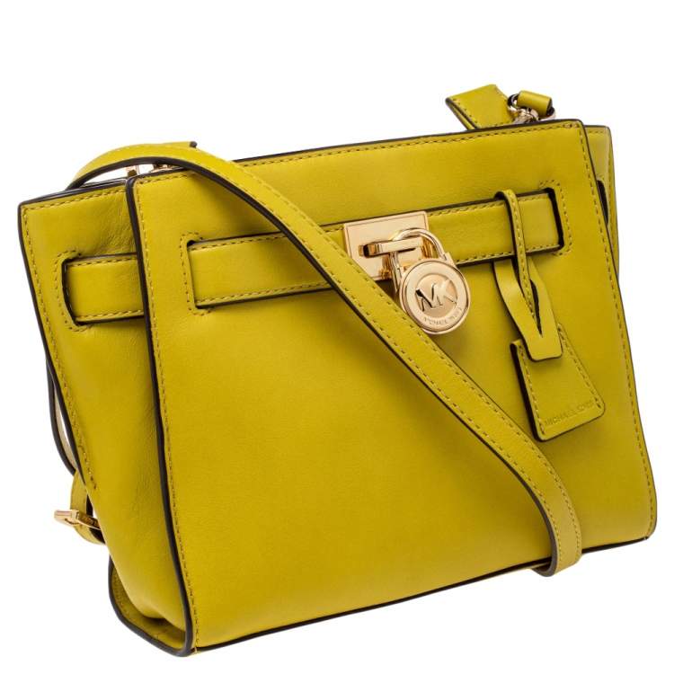Pre Owned MICHAEL Michael Kors Yellow Leather Hamilton Crossbody Bag