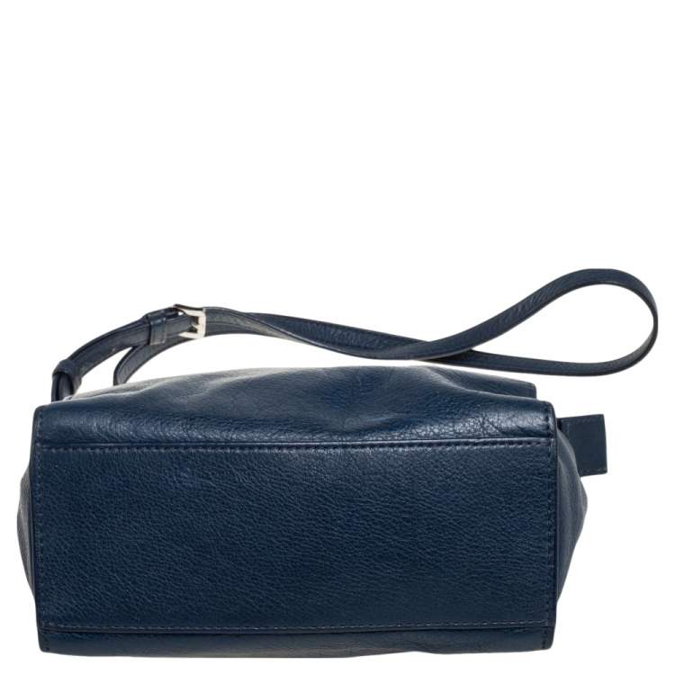Pre Owned MICHAEL Michael Kors Navy Blue Leather Top Zip Crossbody Bag