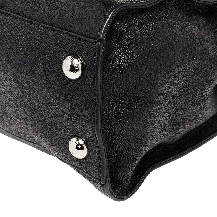 مملوكة مسبقًا Michael Michael Kors Black Leather Medium Hamilton East West Tote