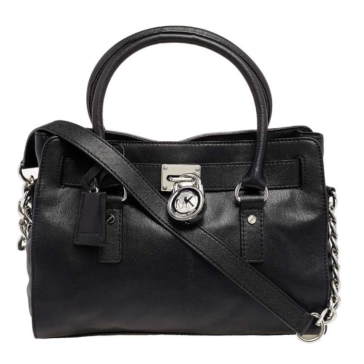 مملوكة مسبقًا Michael Michael Kors Black Leather Medium Hamilton East West Tote