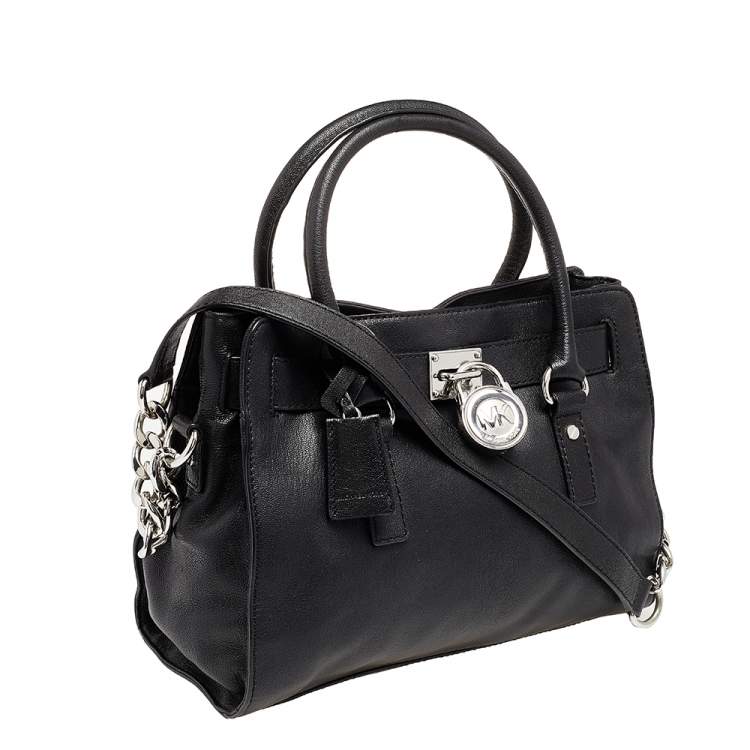 مملوكة مسبقًا Michael Michael Kors Black Leather Medium Hamilton East West Tote