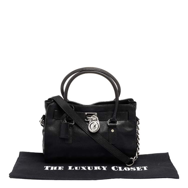 مملوكة مسبقًا Michael Michael Kors Black Leather Medium Hamilton East West Tote