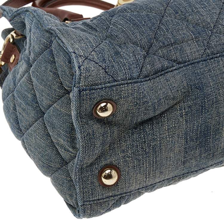 Pre Owned MICHAEL Michael Kors Blue Denim And Leather Hamilton Shoulder Bag