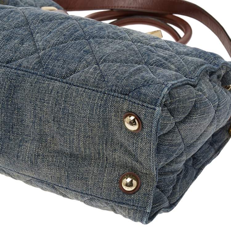 Pre Owned MICHAEL Michael Kors Blue Denim And Leather Hamilton Shoulder Bag