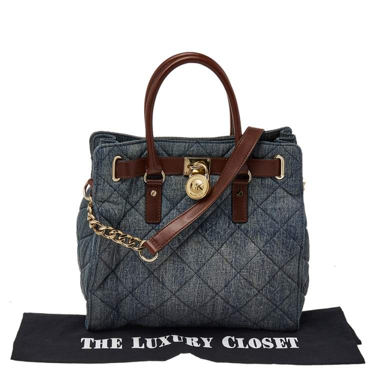 Pre Owned MICHAEL Michael Kors Blue Denim And Leather Hamilton Shoulder Bag