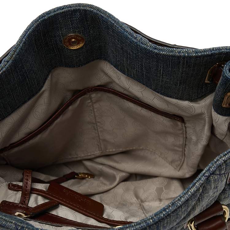 Pre Owned MICHAEL Michael Kors Blue Denim And Leather Hamilton Shoulder Bag