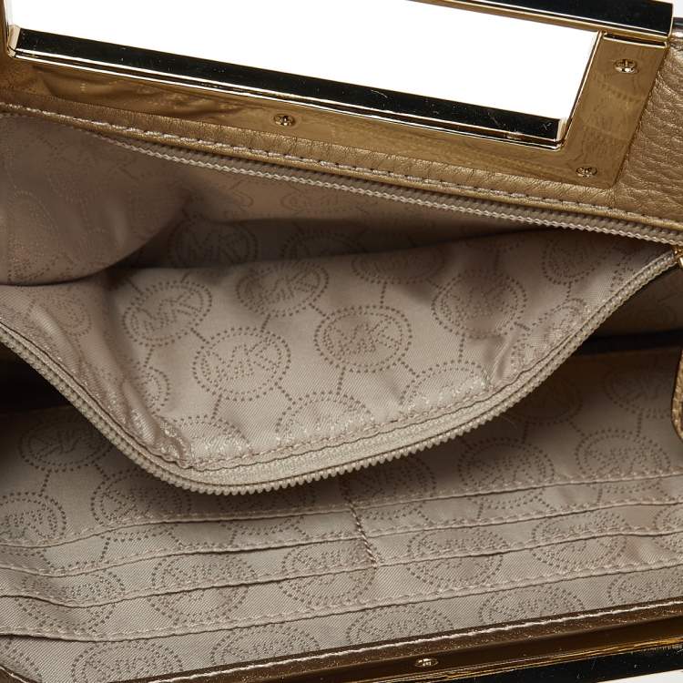 Pre Owned MICHAEL Michael Kors Gold Leather Berkley Clutch