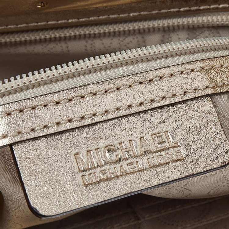Pre Owned MICHAEL Michael Kors Gold Leather Berkley Clutch