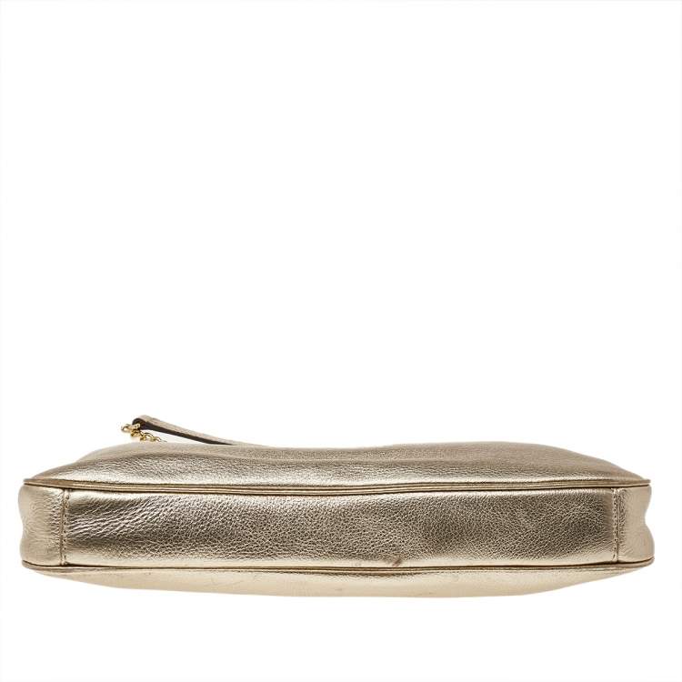 Pre Owned MICHAEL Michael Kors Gold Leather Berkley Clutch