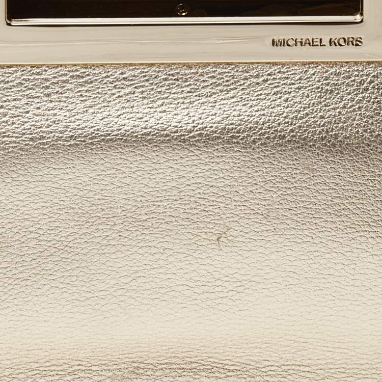 Pre Owned MICHAEL Michael Kors Gold Leather Berkley Clutch