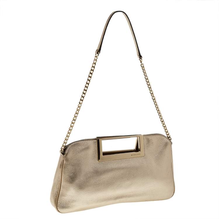 Pre Owned MICHAEL Michael Kors Gold Leather Berkley Clutch