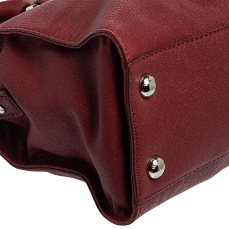 Pre Owned MICHAEL Michael Kors Red Leather East West Hamilton Tote
