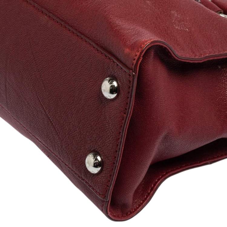 Pre Owned MICHAEL Michael Kors Red Leather East West Hamilton Tote