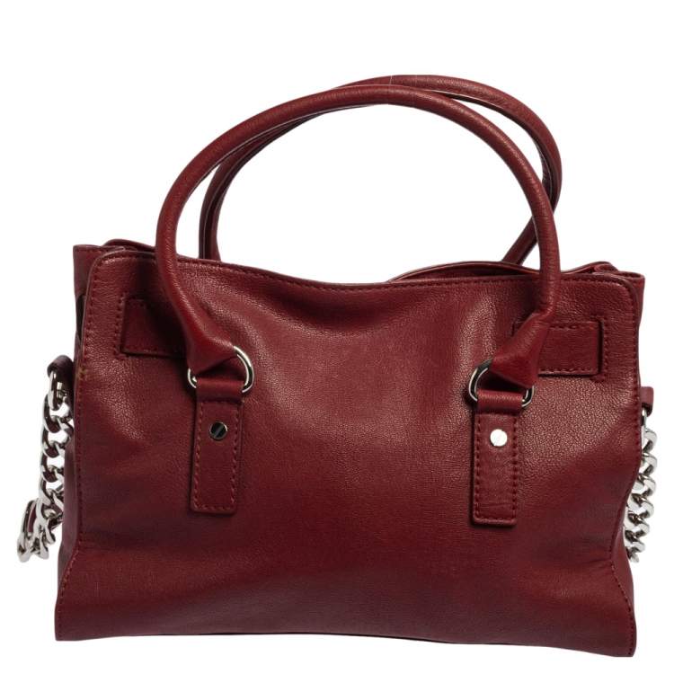 Pre Owned MICHAEL Michael Kors Red Leather East West Hamilton Tote