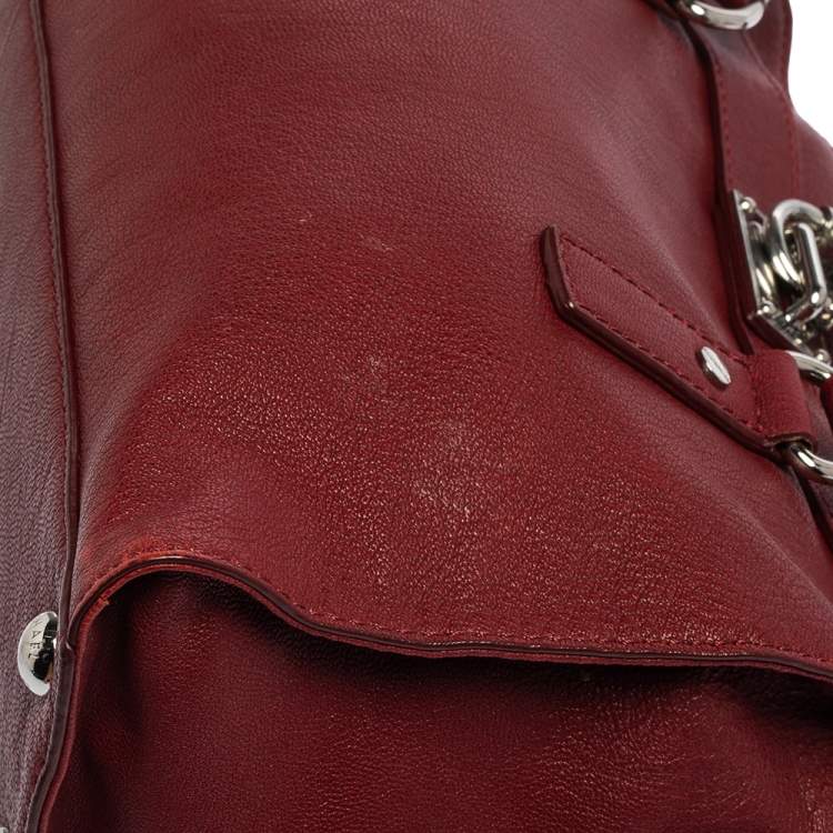 Pre Owned MICHAEL Michael Kors Red Leather East West Hamilton Tote