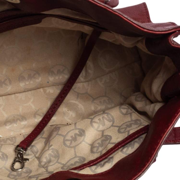 Pre Owned MICHAEL Michael Kors Red Leather East West Hamilton Tote