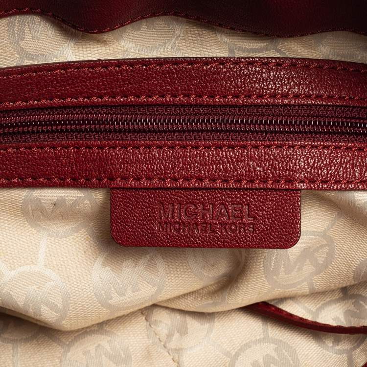 Pre Owned MICHAEL Michael Kors Red Leather East West Hamilton Tote