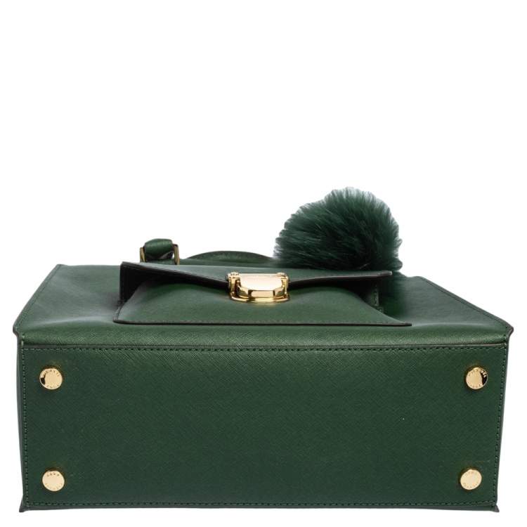 Pre Owned MICHAEL Michael Kors Green Leather Medium Bridgette Tote