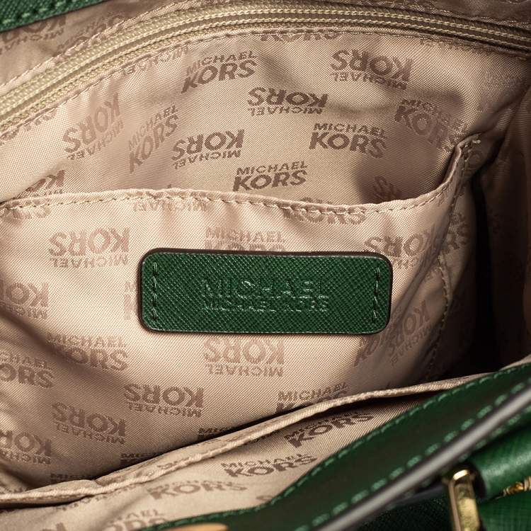 Pre Owned MICHAEL Michael Kors Green Leather Medium Bridgette Tote